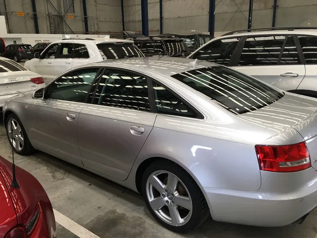 The silver Audi after graffiti removal, original paint intact